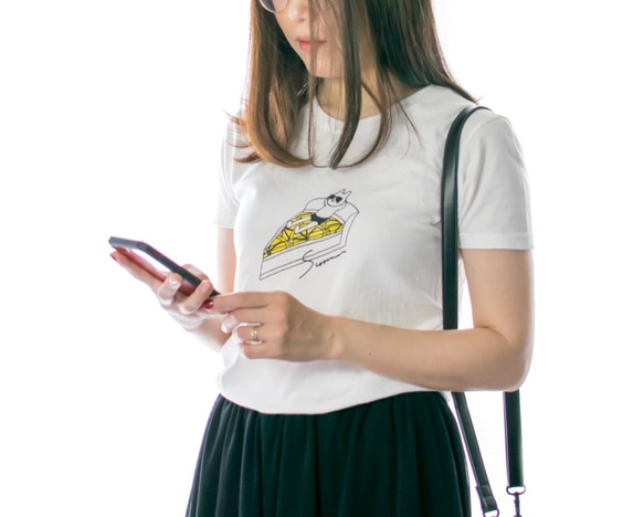 ネコぱん夏のレモンタルトTシャツ　ホワイト　レディース　Lサイズ 5枚目の画像