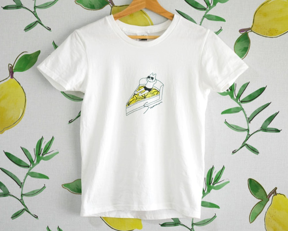 ネコぱん夏のレモンタルトTシャツ　ホワイト　レディース　Lサイズ 7枚目の画像