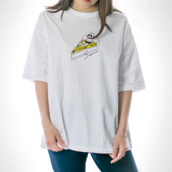 ネコぱん夏のレモンタルト　ビッグTシャツ　ホワイト　ユニセックス（メンズ/レディース）　Mサイズ 3枚目の画像