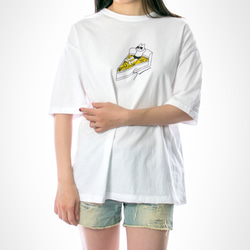 ネコぱん夏のレモンタルト　ビッグTシャツ　ホワイト　ユニセックス（メンズ/レディース）　Mサイズ 7枚目の画像