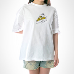 ネコぱん夏のレモンタルト　ビッグTシャツ　ホワイト　ユニセックス（メンズ/レディース）　Mサイズ 8枚目の画像