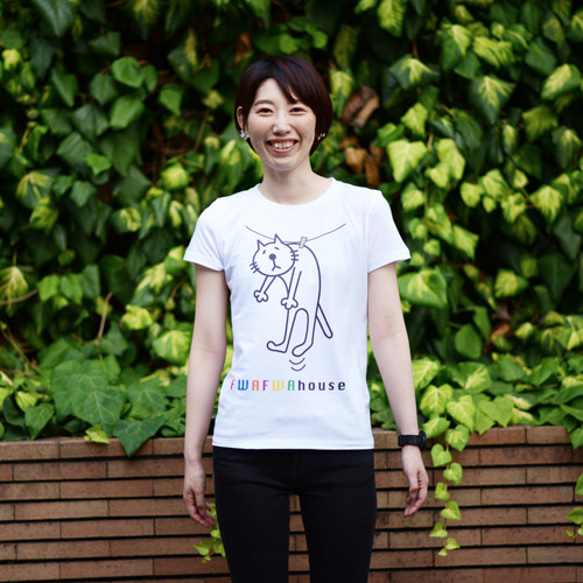 ネコぱん吊るされTシャツSサイズ 2枚目の画像