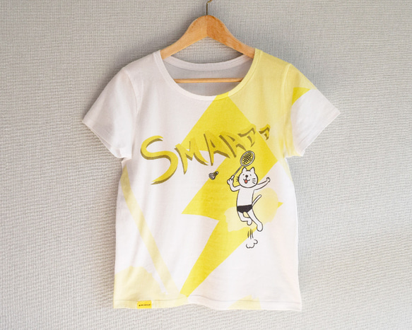 ネコぱん スマッシュTシャツ バドミントン レディースMサイズ 6枚目の画像