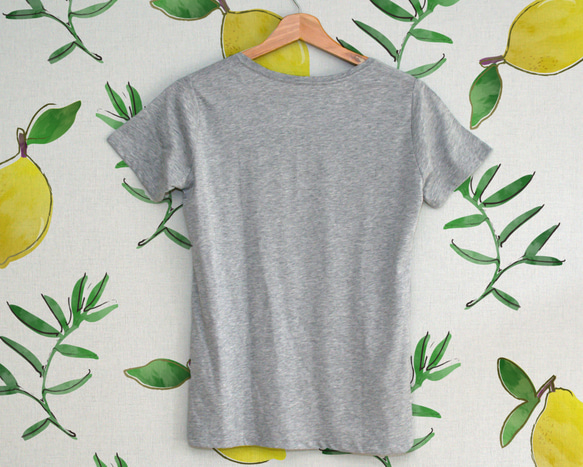 ネコぱん 夏のレモンタルトTシャツ グレー レディースMサイズ 7枚目の画像