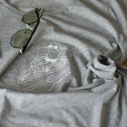 ネコぱん 夏のレモンタルトTシャツ グレー レディースLサイズ 5枚目の画像