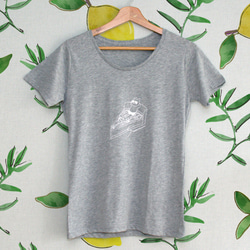 ネコぱん 夏のレモンタルトTシャツ グレー レディースXLサイズ 6枚目の画像