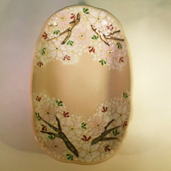 桜柄　楕円形皿　長皿　 3枚目の画像