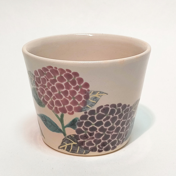 紫陽花柄　そばちょこ形フリーカップ 5枚目の画像