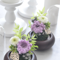【仏花】再々販・輪菊の美しいガラスドーム付き　プリザーブドフラワー仏花、お供え花 4枚目の画像