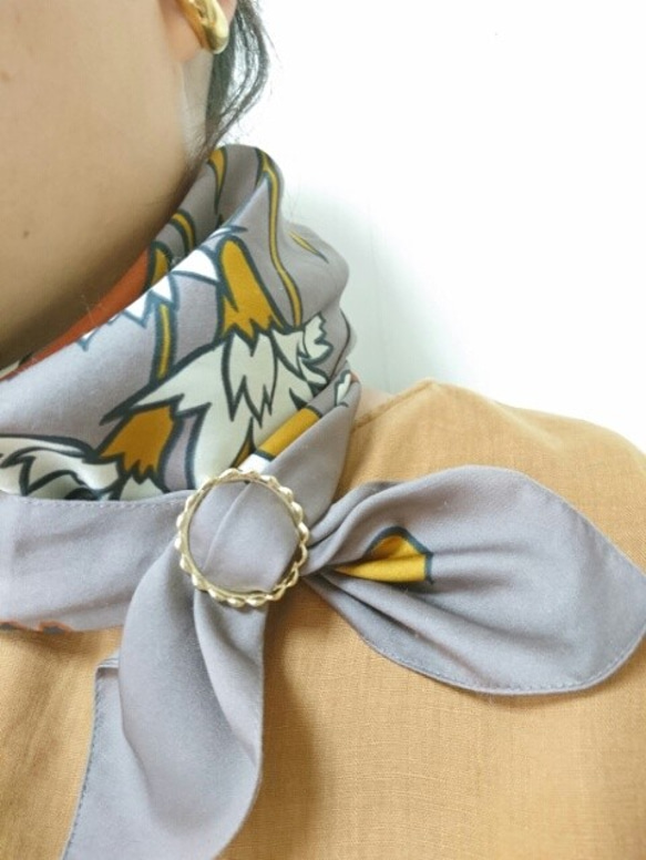 Utoka ☆ 真鍮  雫石 スカーフリング ・スカーフ留め 5枚目の画像