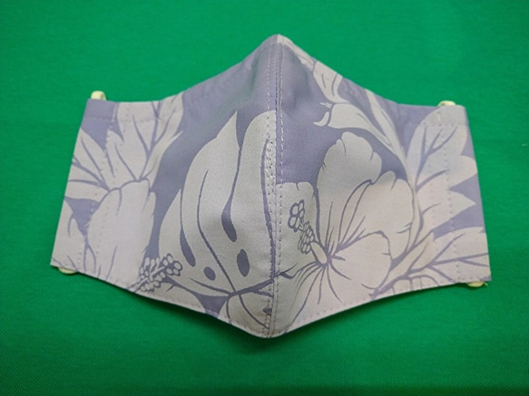 夏マスク【送料無料】アロハ生地の立体マスク（フィルター、ノーズワイヤー入り）ピンク 4枚目の画像