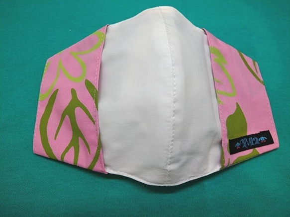 夏マスク【送料無料】ハワイ産アロハ生地のマスクカバー　ピンク 2枚目の画像