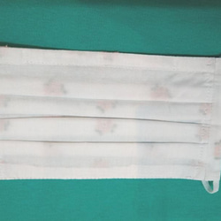 【送料無料】綿刺繍生地のプリーツマスク（フィルター、ノーズワイヤー入り）ピンク 3枚目の画像