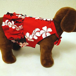 夏！犬の洋服【送料無料】アロハ生地使用のムームー　小型犬中型犬用 ブルー 7枚目の画像