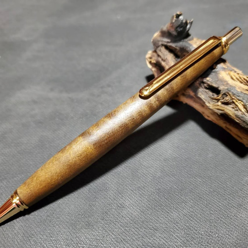 ウッドペンクラフト　黄櫨ツートン縮み杢 杢軸シャーペン】きはだ（黄檗） 「縮み杢」極上 / 0.5mm