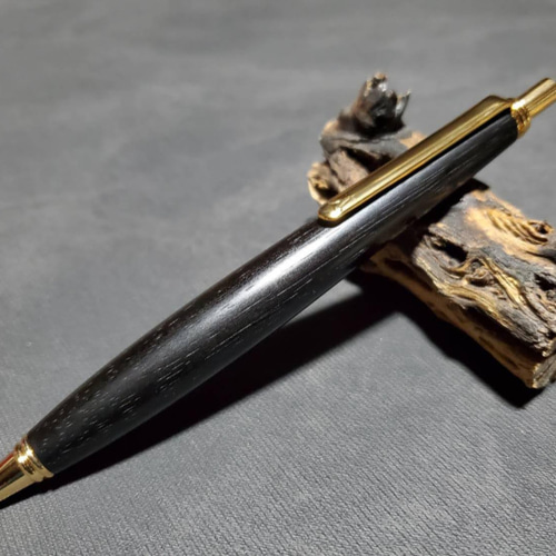 黒檀の筆筒 銘木 本黒檀 真黒 ウッドシャープペンシル【送料・ギフトボックス無料