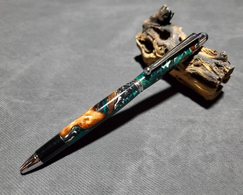 ※アウトレット品【スタビウッドレジン】ハンドメイドボールペン 13 レジンウッド 蓄光レジン ボールペン | こぶた工房