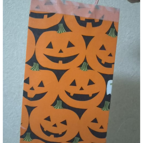 ハロウィン かぼちゃ柄のLサイズ紙袋3枚（送料無料） ラッピング袋