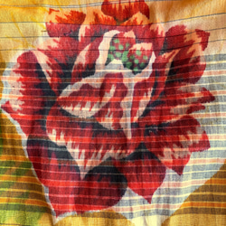L-XL size　赤いバラと山吹色の布団皮スカート 6枚目の画像