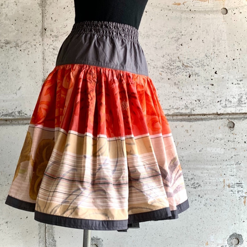 L-XL size 淡い水仙の布団皮スカート フレアスカート アルゴビ縫製  