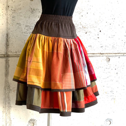 L~XL size　２段重ねのチェックの布団皮スカート 1枚目の画像