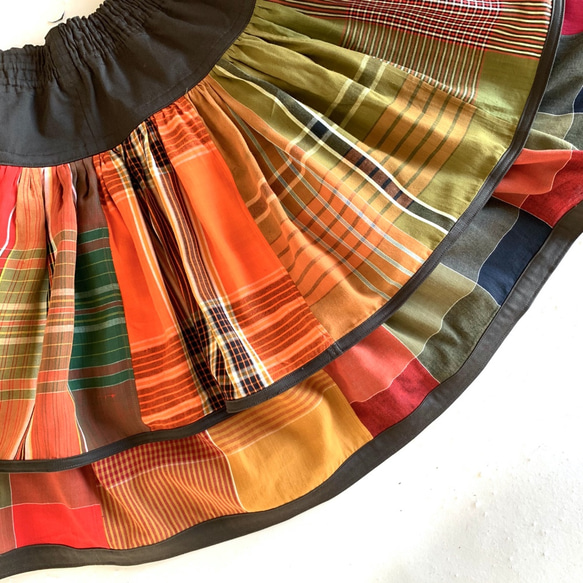 L~XL size　２段重ねのチェックの布団皮スカート 5枚目の画像