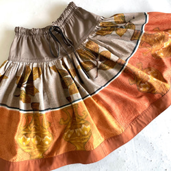 L-XL size　葉っぱと壺の落ち着いた布団皮スカート 5枚目の画像