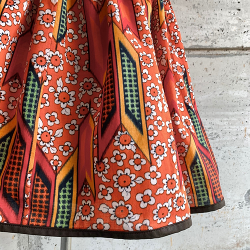 S-M size 昭和レトロポップな布団皮のスカート フレアスカート  