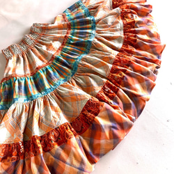 ふわりと広がるインド綿のティアードスカート 4枚目の画像