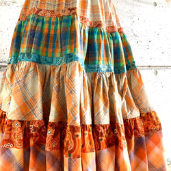 ふわりと広がるインド綿のティアードスカート 7枚目の画像
