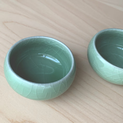 台湾製　緑色の陶器の茶壺と茶杯 3枚目の画像