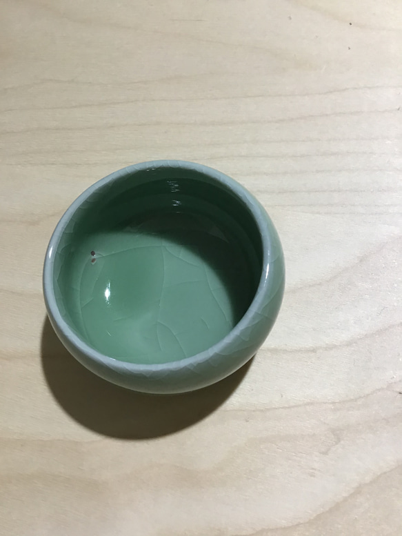 台湾製　緑色の陶器の茶壺と茶杯 6枚目の画像