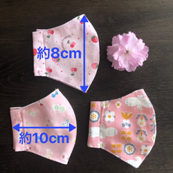 【即納/送料無料】子どもサイズ2枚組　3歳〜7歳くらい　【上下がわかりやすい刺繍入り】立体マスク　裏Wガーゼ　女の子 4枚目の画像