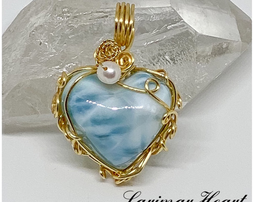 癒しの女神ハートラリマーのワイヤーラッピングペンダント ネックレス