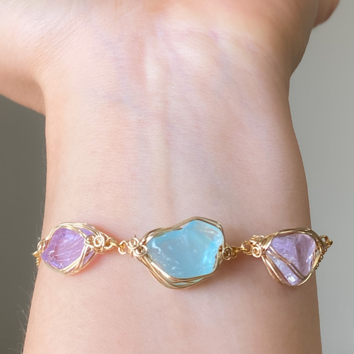 カラーチェンジアンダラクリスタルの14kgfブレスレット ブレスレット