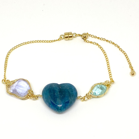 ブルーアパタイトとアンダラクリスタルの14kgfブレスレット