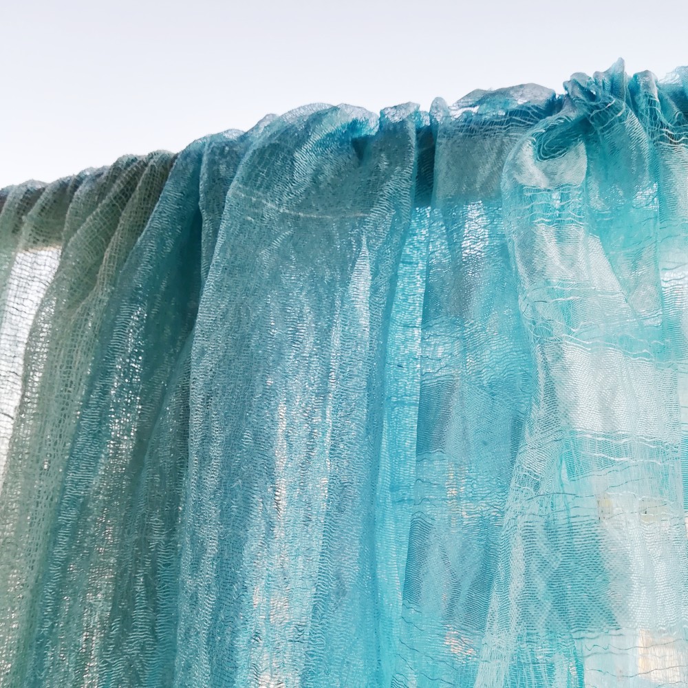 草木染 タイシルクしましまストール アイ