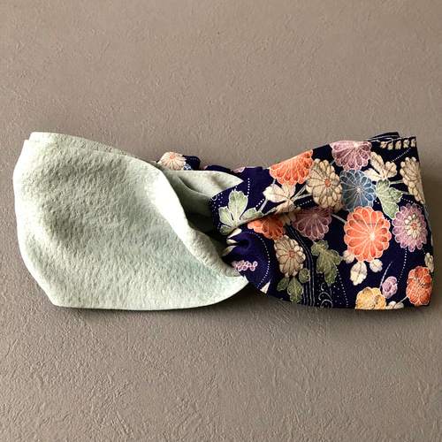 専用　着物クロスターバン　普通サイズ No 115 和風編み込みターバン 着物リメイク ヘアバンド クロス