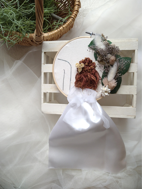 花嫁ウェディング刺繍【受注発注】✳オーダーメイド✳ウェディングアイテム✳ウェルカムスペースやご結婚祝いにも✳ 1枚目の画像