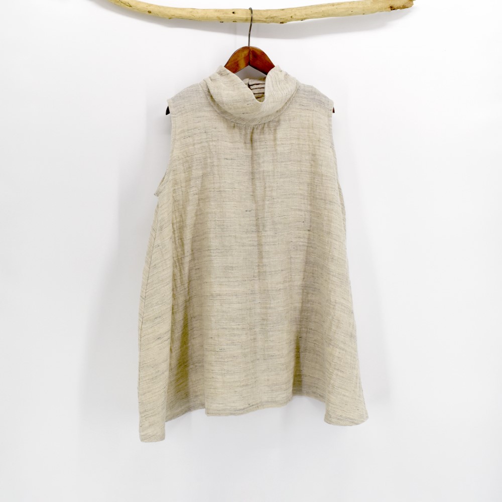 リネン さわやかノースリーブ   着心地ゆったり 【送込】