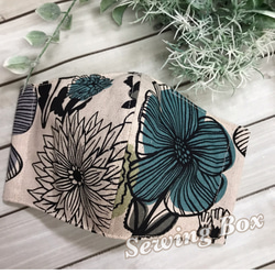 natural＊〜立体マスクM(オフホワイトブーケ柄) その他雑貨 Sewing Box