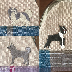 犬×チェック柄 がま口コインケース リトアニアリネン 5枚目の画像