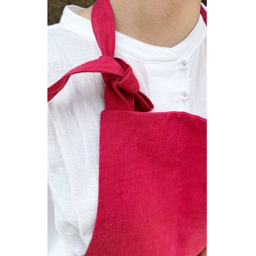 17カラー 肩こりしらずのエプロン カンパーニュリネン アンティーク感　リネン　麻