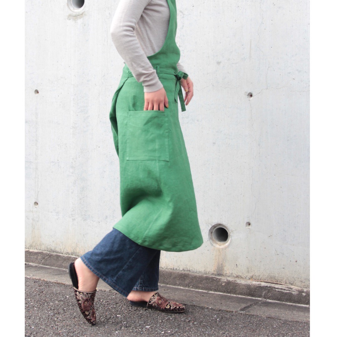 17カラー 肩こりしらずのエプロン カンパーニュリネン アンティーク感　リネン　麻