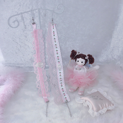 ♡エンジェルフリルチョーカー♡ピンク】天使 ロリータ 甘ロリ