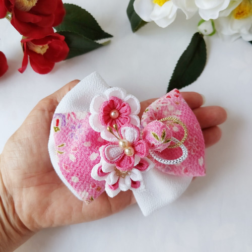 七五三リボン髪飾りつまみ細工ピンク かんざし RenRen 通販 12531631