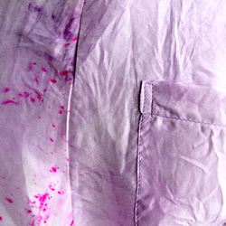 １点もの　ピンク着物裏地リメイク 手染めのシルクTシャツ　クロップ丈 9枚目の画像