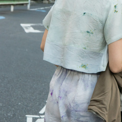 KINU Garments 1点もの　着物裏地リメイク　グレーウエストゴムのショートパンツ　 3枚目の画像