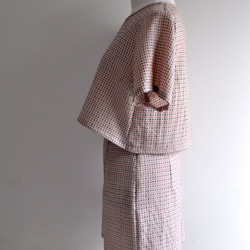 ウール着物羽織リメイク　ピンクチェックのショートパンツ 5枚目の画像