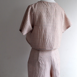ウール着物羽織リメイク　ピンクチェックのショートパンツ 7枚目の画像